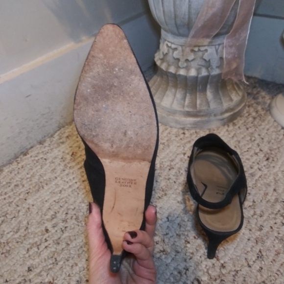 Vintage Black Suede Victorian Steampunk/Witchcore Style Slingback Strappy Pump - Picture 9 of 11